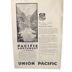 Vintage 1930 Union Pacific Scenic Route to Alaska Ad Advertisment